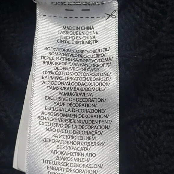 POLO RALPH LAUREN Women Cable-Knit Cotton Crewneck Cardigan Blue Large - Picture 5 of 7